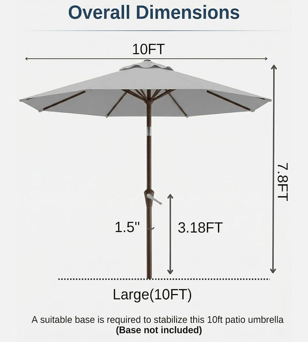 10FT Patio Umbrella, Outdoor Umbrella with Push Button Tilt and Crank, 8 Sturdy Ribs, UV Protection & Waterproof Market Umbrella for Pool, Backyard, Beach,Deck