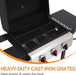 Propane Gas Grill with Folding Side Tables, 3-Burner Gas Grill with Cast Iron Grates and Stainless Steel Griddle Pan, Outdoor BBQ Grill Portable with Wheels 30000 BTU Output