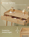 Vanity Desk with Mirror and Lights, Boho Makeup Vanity Table with 3 Rattan-Look Drawers, Dimmable Touch Control Light with 3 Color Temperatures, for Bedroom, Oak Beige
