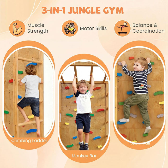 Twin Bunk Bed Jungle Gym Playhouse NaturalFinishWood