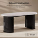 71" Oval Dining Table with Storage, Fluted Base, Black | Seats 4-6 for Daily Dining and up to 8 for Gatherings; 397 Lb Capacity, Hidden Storage, and Faux Quartz Finish.