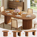 Extendable round Dining Table for 4-8, 39In-77In Long Large Kitchen Table with Fluted Base, Space Saving Modern Farmhouse Oval Dinner Tables for Dining Room, Kitchen, Living Room, Brown