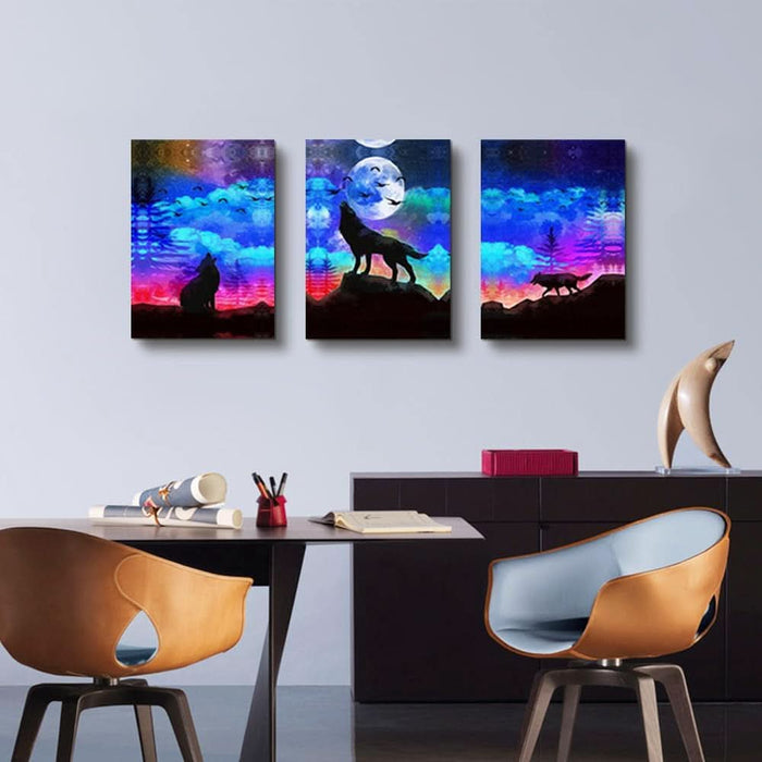 Large Wall Art for Living Room Framed Canvas Wall Decor for Bedroom Modern Family Picture Bathroom Wall Decor Hang Wall Office Canvas Art Prints Decoration Wolf Abstract Paintings Artwork