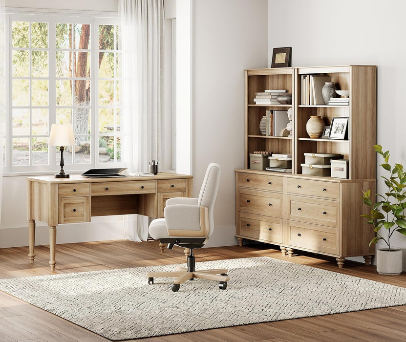 Oak Executive Workstation Set With Wireless Charging