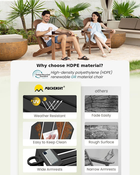 Folding Adirondack Chairs Patio Chairs Outdoor Adirondack Chair Weather Resistant Chair for Patio, Outside, Deck, Backyard, Fire Pit Chair, Campfire Chairs (Black)