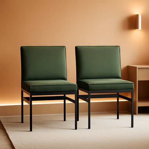 Odelia Dining Chairs, Kitchen Chairs, Dining Room Chairs, Black Dining Chairs, Sturdy Bifma-Certified Rust-Free Metal Frame and Removable Cushion Covers (2, Olive Green Velvet, One Size)