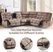 Manual Reclining Sectional Sofa Set for Living Room, Soft Fabric Recliner Corner Sectional Couch with Center Console, Cup Holder and Storage, Brown
