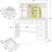 47.2" Large Vanity Desk with Mirror & 14 LED Lights, Makeup Vanity Table with 5 Drawers & Charging Station, Makeup Vanity Desk, 3 Lighting Colors, Dressing Vanity Table for Bedroom, White