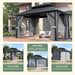 10'X12' Outdoor Gazebo Hardtop Grill Gazebo Aluminum Galvanized Steel Double Roof Outdoor Pergola Include Curtain and Netting for Backyard, Patio, Lawn