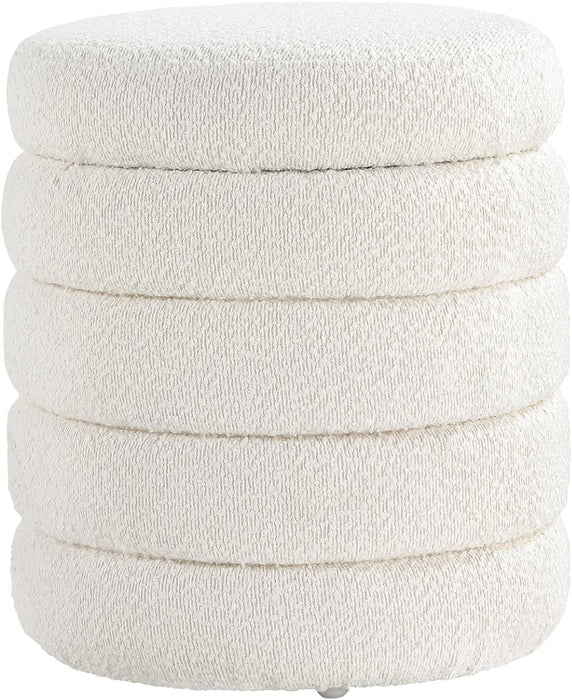 Modern round Ottoman with Soft Padded Seat, Storage Vanity Chairs for Makeup, Upholstered Footrest Stool Ottoman Foot Stool for Living Room, Bedroom