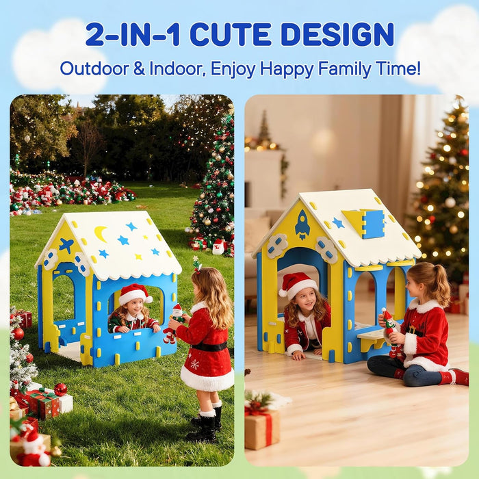 Kids Playhouse with EVA Material: Indoor Playhouse for Kids Ages 2-6 - Fort Building Kit for Toddler Creative Play, Toys for Boy Girl Birthday Christmas