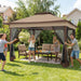 12X12 Pop up Gazebos on Clearance - Upgrade Easy up Metal Outdoor Gazebo Waterproof - Portable Gazebo with Mosquito Nettings, 4 Ropes 8 Stakes and Carry Bag for Patio Garden(Coffee)