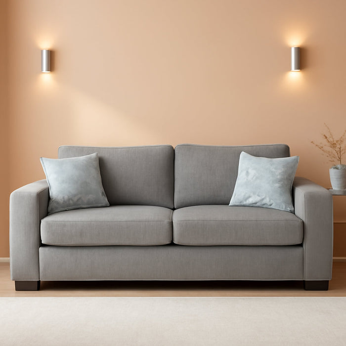 Queen Sofa Sleeper Light Gray Chenille Upholstered