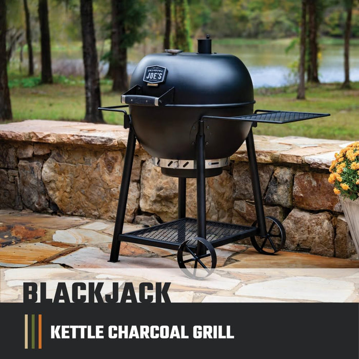 Blackjack 21.5 In. Heavy-Duty Kettle Charcoal Grill with 382 Sq. In. Cooking Area, Black