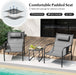 3 Piece Outdoor Bistro Set, Patio Metal Chair & Coffee Table, Breathable Seat Fabric & Cozy Headrest, Metal Conversation Set for Yard, Front Porch, Poolside (Gray)