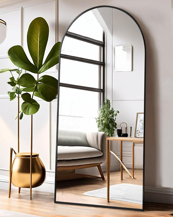 Full Length Mirror with Stand, 41"X81" Floor Mirror Freestanding, Arched Wall Mirror, Oversized, Wall Mounted Mirror for Bedroom(Black)