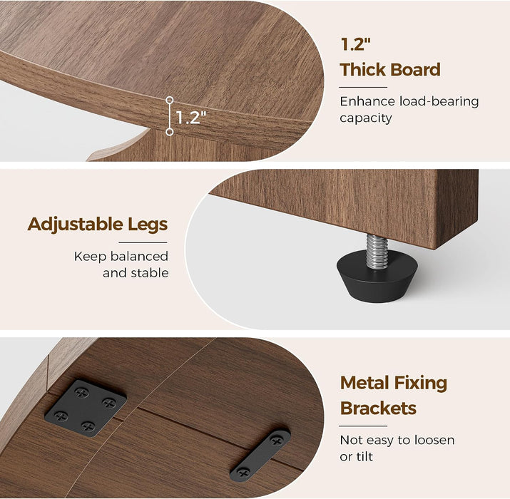 47" round Dining Table for 4-6 People, Walnut