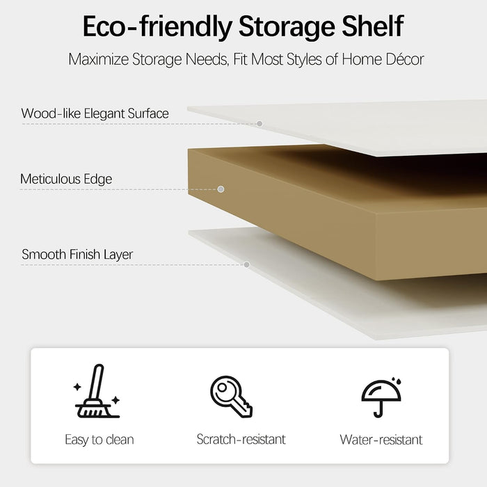 43 Inch Tall Bookcase, White 3-Tier Shelves Bookshelf Open Storage
