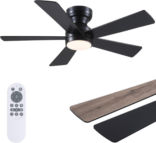 46 Inches Black Ceiling Fan With IntegratedLEDLighting