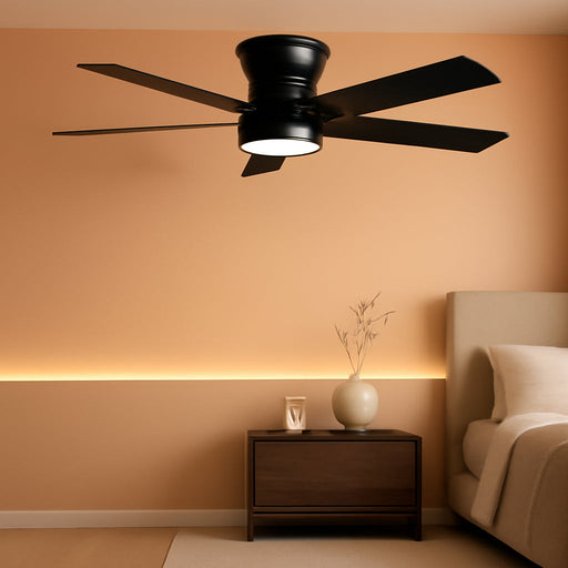 46 Inches Black Ceiling Fan With IntegratedLEDLighting