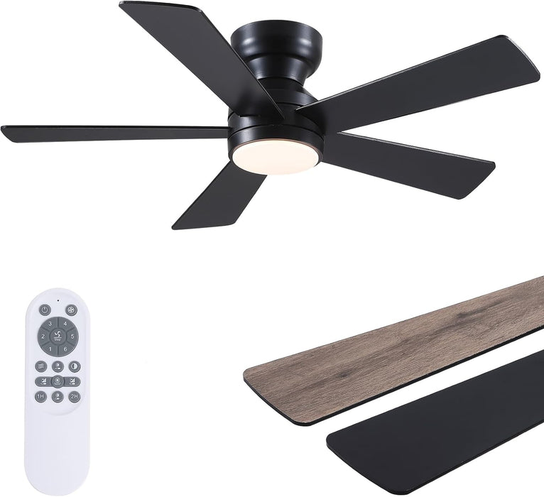 46 Inches Black Ceiling Fan With IntegratedLEDLighting