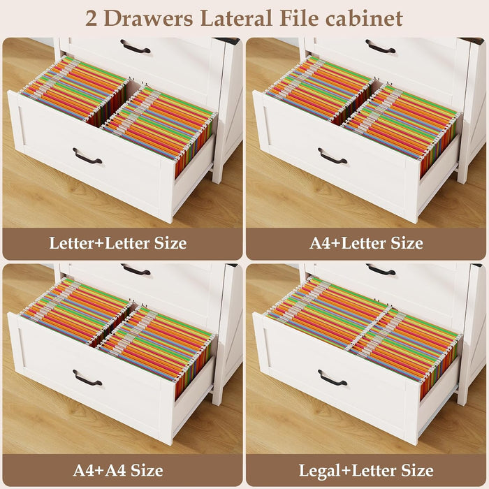 White Two Drawer Lateral File Cabinet
