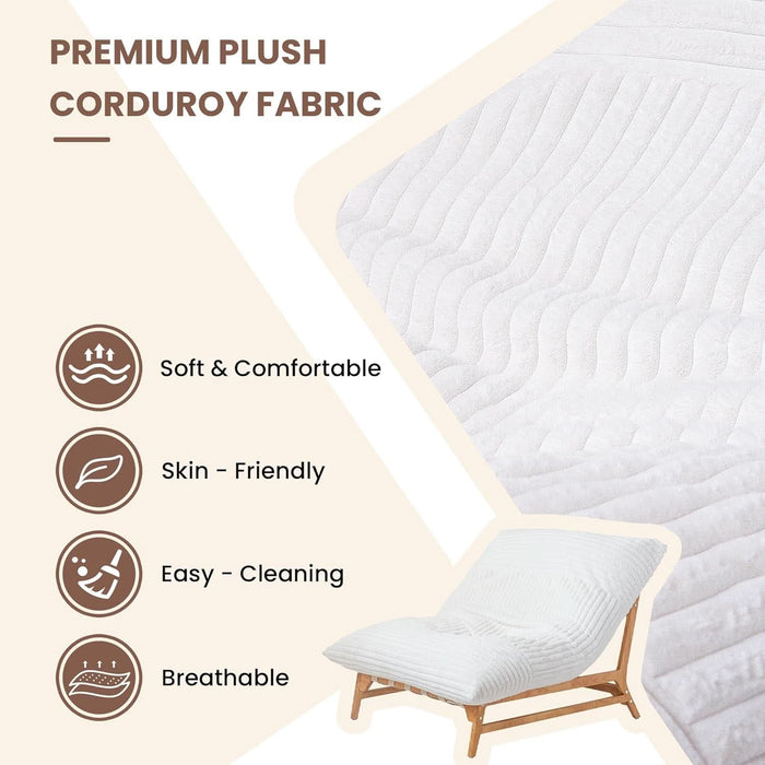 Oversized Chaise Lounge Chair Indoor, Modern 47.24" Plush Corduroy Deep Seat Reading Accent Chair, Comfy Giant Bean Bag Chairs for Adults, Single Sleeper Sofa Chairs for Living Room Bedroom, Beige