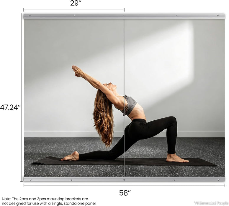 Home Gym Mirror, 48"X30"-2 PCS Gym Mirrors for Wall