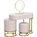 Faux Leather Makeup Vanity Desk Set with LED Lighted Mirror Luxury Dressing Makeup Table with Storage Drawers & Vanity Stool, Pink