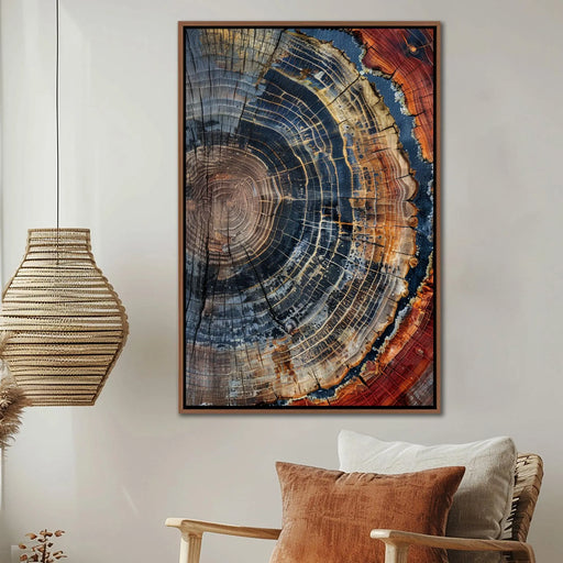 Tree Ring Framed Wall Art, Abstract Colorful Tree Ring Wall Decor, Minimalist Home Canvas Art, Modern Farmhouse Living Room Canvas Print