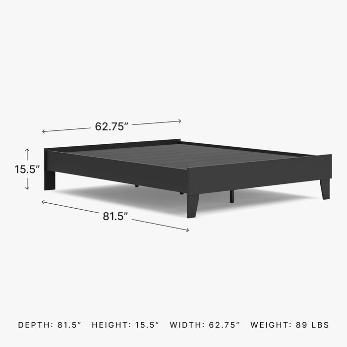 Signature Design by Ashley Socalle Casual Queen Platform Bed with Metal Slats, No Box Spring Needed, Black