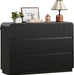 Black Dresser Fluted 6 Drawers Dresser for Bedroom, 47" Wide Wood Chest of Drawers with Hidden Handles & Rounded Corners, Modern TV Stand Storage Cabinet for Living Room, Hallway, Entryway