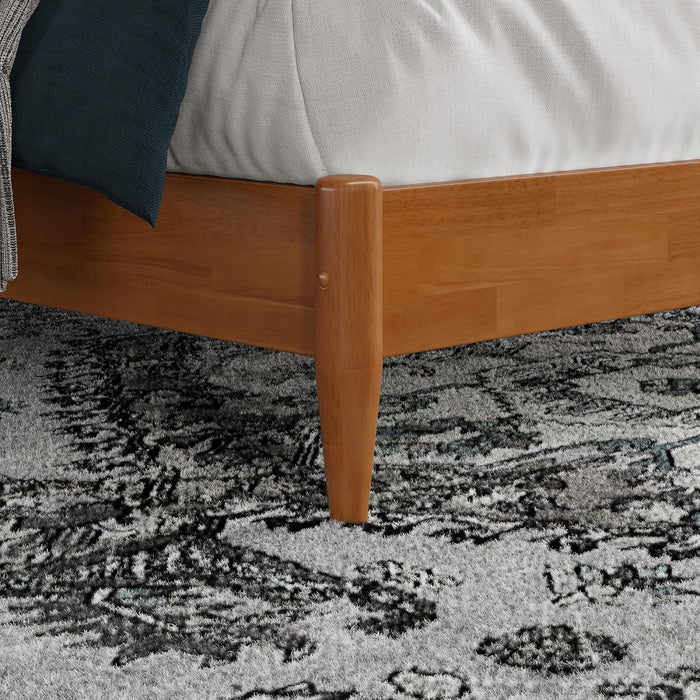 , Charlotte King Solid Wood Low Profile Platform Bed, Light Toffee