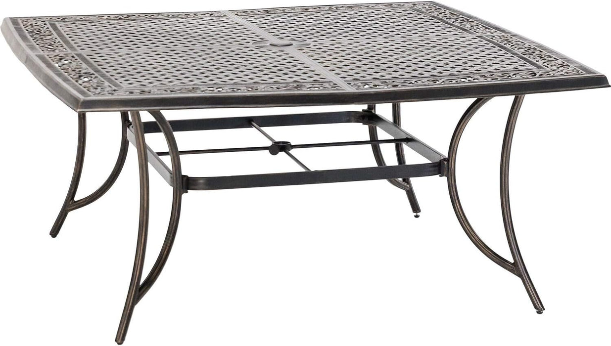 Fontana 9-Piece Outdoor Dining Set, Rust-Resistant Aluminum Outdoor Patio Dining Set for 8 with Swivel Rockers and 60" Square Cast-Top Patio Table, Perfect for Backyard, Patio, Deck, and Porch