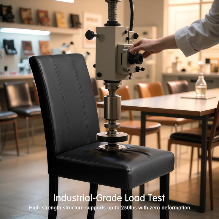 Dining Chairs Set of 4, Faux Leather Dining Room Chairs, Upholstered Parsons Chairs for Kitchen with Sturdy Wood Legs, Black (Only Chair)