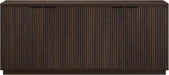 68'' Fluted Sideboard Buffet Cabinet, Ribbed Wooden Credenza with 4 Doors, Adjustable Shelves, and Cable Management Cut-Outs for Dining Room, Kitchen, Living Room or Entryway, Alder Brown