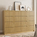 55" Wide Fluted 8-Drawer Double Dresser for Bedroom, Natural