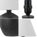 18" Black Modern Concrete Effect Table Lamp Set of 2, Scandinavian Bedside Lamps for Bedroom Living Room, White Linen Shade, LED Bulbs Included (JYL5606B-SET2)