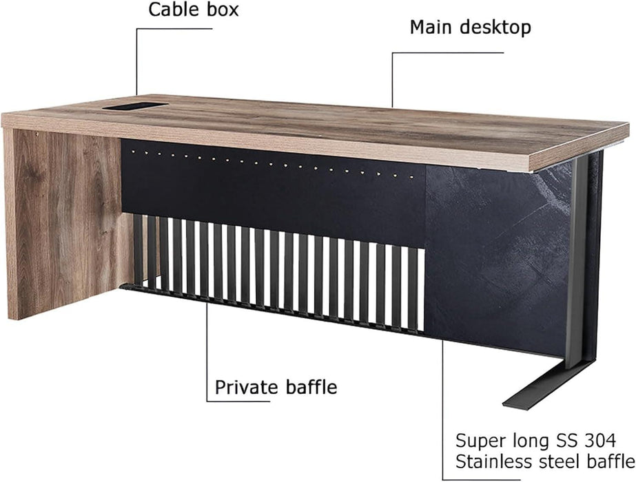 63Inch Executive Office Desk Stainless Steel Frame