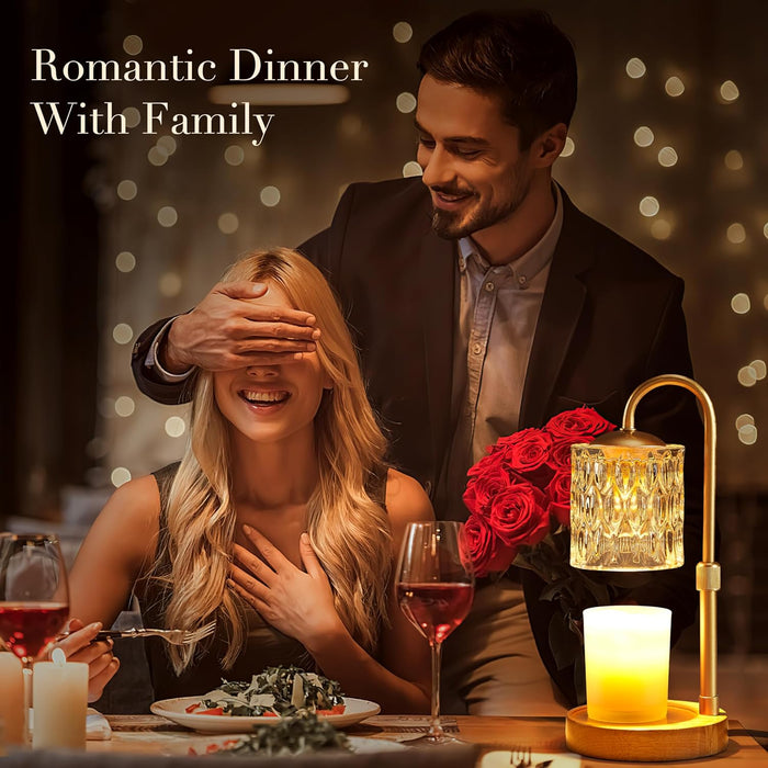 Dimmable Candle Warmer Lamp with Timer, Height Adjustable Electric Candle Wax Warmer, Christmas Birthday Gifts for Women Mom, House Warming Gifts New Home Room Decor, Solid Wood Base