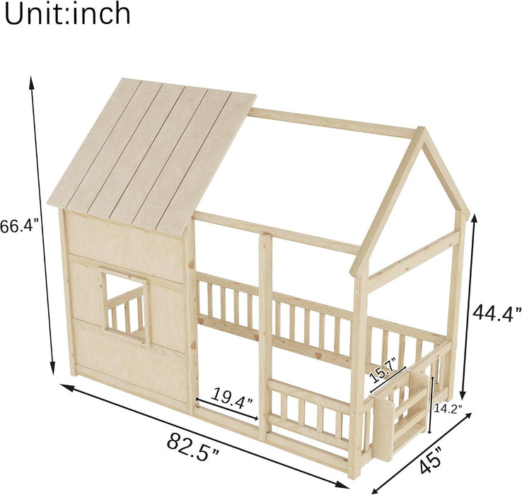 Luxurious Cottage PlatformBed TwinSize With Bookshelf LED