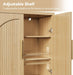 63" Fluted Buffet Cabinet, Oak Credenza with Adjustable Shelf