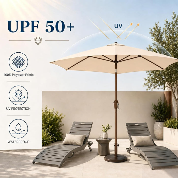 7.5Ft Patio Umbrella, Outdoor Table Market Umbrella with Smooth Crank Lift, 6 Windproof Fiberglass Ribs, UPF50+ UV Protection for Deck, Pool, Garden and Backyard