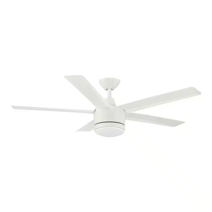 Merwry 52 In. Intergrated LED Matte White Ceiling Fan with Light and Remote Control