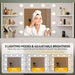 Vanity Desk with 22" Mirror, LED Lights and Power Outlet, Makeup Table with 4 Drawers, Adjustable 3 Lighting Colors, Vanity Table with Open Storage Shelves for Bedroom Dressing Room, White