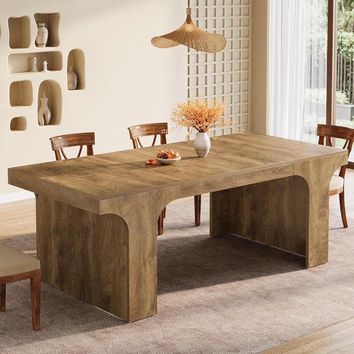 71 Inch Industrial Farmhouse Dining Table DoublePedestal
