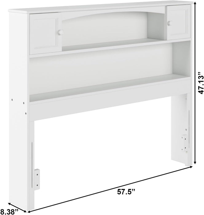 Newport Full Size Bookcase Headboard with Attachable Charger in White