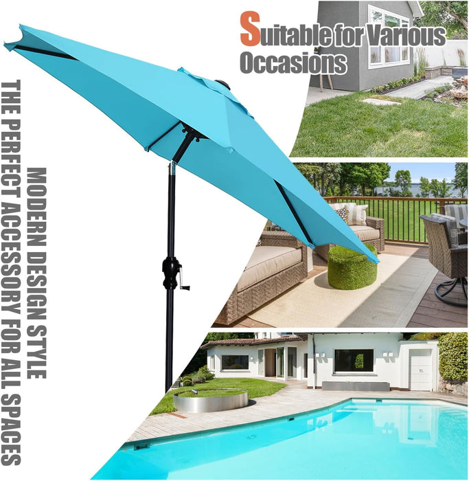 7.5Ft Patio Umbrella, Outdoor Umbrella Aluminum Market Table Umbrellas with Tilt, Crank and Sturdy Ribs for Lawn, Garden, Backyard and Pool