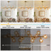 Gold Rectangular Chandelier With Amber Glass Globe