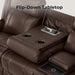 Genuine Leather Power Recliner Sofa, Wall Hugger Reclining Sofa with Drop down Table, Power Headrest, Drawers, Charging Ports, Reclining Sectional Couch for Living Room, RV, Dark Brown